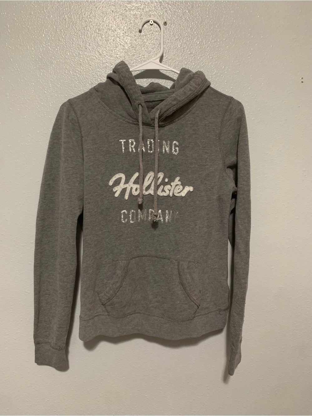 Hollister Women's Gray Pullover Hoodie with Logo